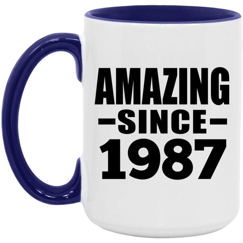 37th Birthday Amazing Since 1987 - 15oz Accent Mug Purple