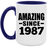 37th Birthday Amazing Since 1987 - 15oz Accent Mug Purple