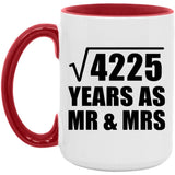 65th Anniversary Square Root of 4225 Years As Mr & Mrs - 15oz Accent Mug Red