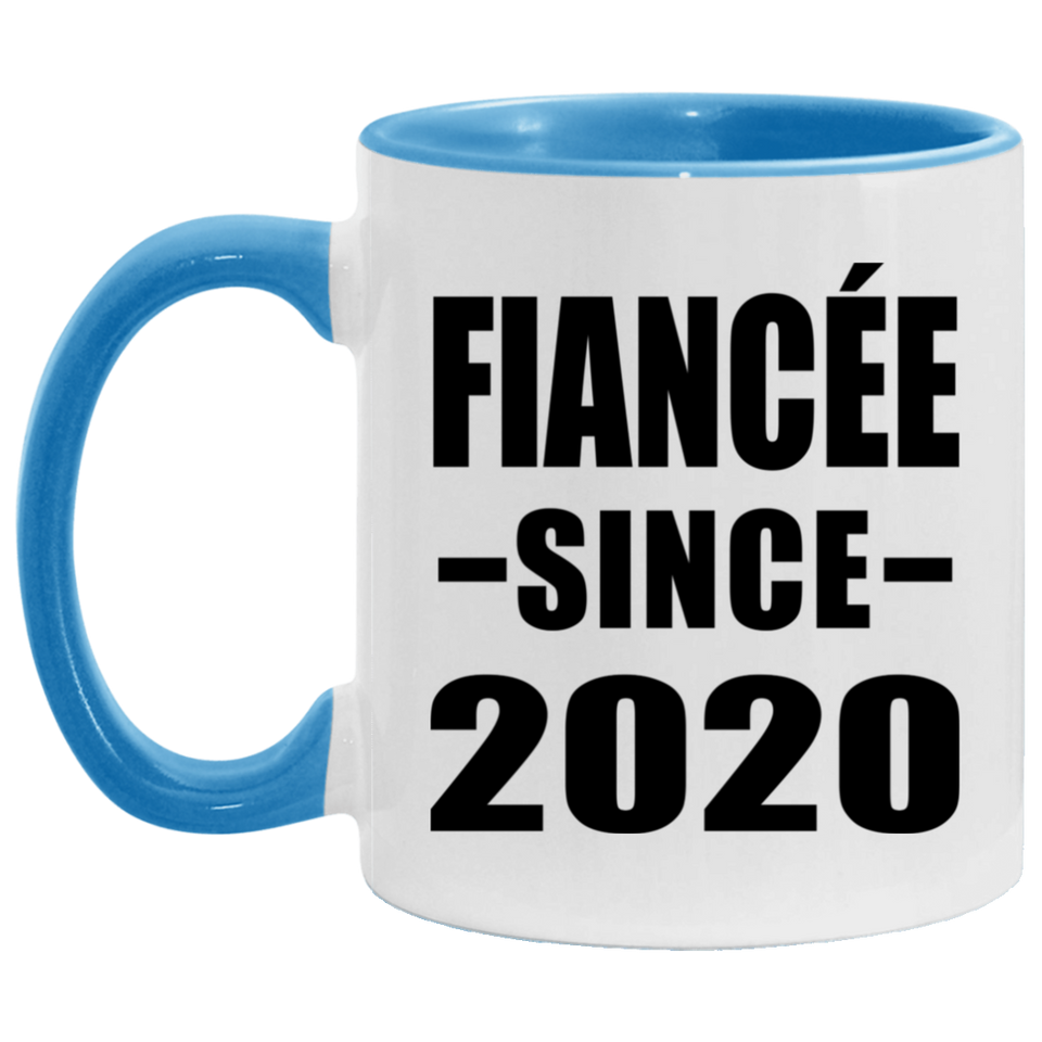Fiancee Since 2020 - 11oz Accent Mug Blue