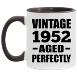 72nd Birthday Vintage 1952 Aged Perfectly - 11oz Accent Mug Black