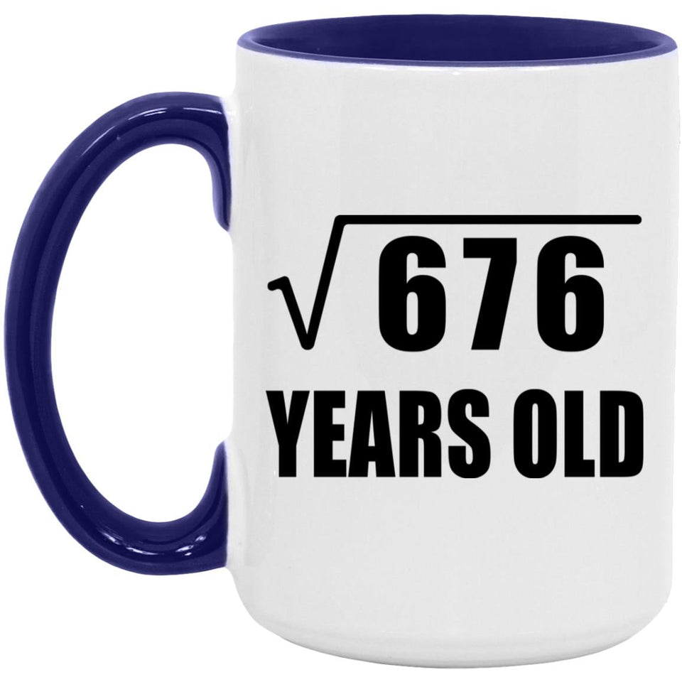 26th Birthday Square Root of 676 Years Old - 15oz Accent Mug Purple