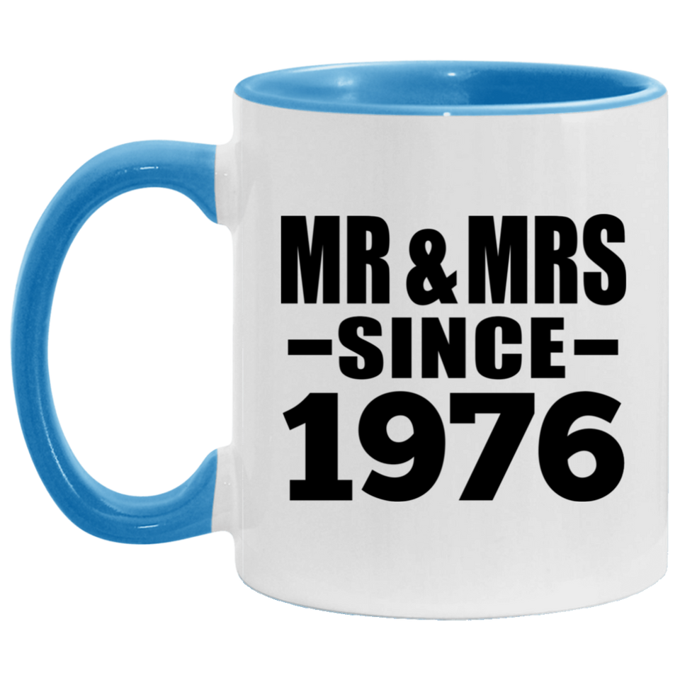48th Anniversary Mr & Mrs Since 1976 - 11oz Accent Mug Blue