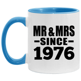 48th Anniversary Mr & Mrs Since 1976 - 11oz Accent Mug Blue