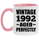 32nd Birthday Vintage 1992 Aged Perfectly - 11oz Accent Mug Pink