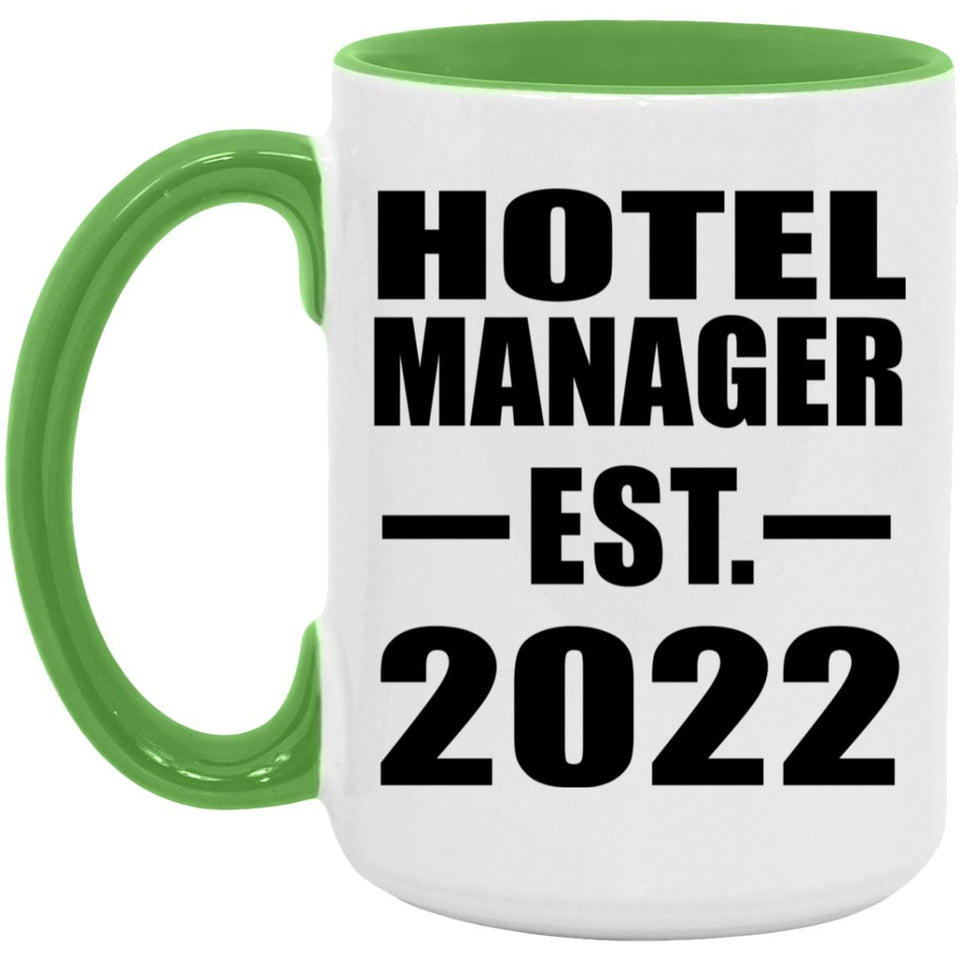 Hotel Manager Established EST. 2022 - 15oz Accent Mug Green