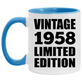 66th Birthday Vintage 1958 Limited Edition - 11oz Accent Mug Blue