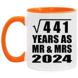 21st Anniversary Square Root of 441 Years As Mr & Mrs 2024 - 11oz Accent Mug Orange