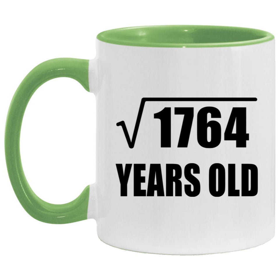 42nd Birthday Square Root of 1764 Years Old - 11oz Accent Mug Green
