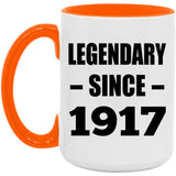 107th Birthday Legendary Since 1917 - 15oz Accent Mug Orange