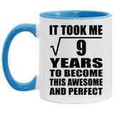 3rd Birthday Took Square Root of 9 Years To Awesome - 11oz Accent Mug Blue