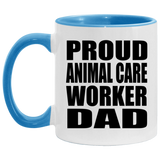 Proud Animal Care Worker Dad - 11oz Accent Mug Blue