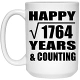 Happy 42nd Anniversary Square Root of 1764 Years & Counting - 15oz Coffee Mug