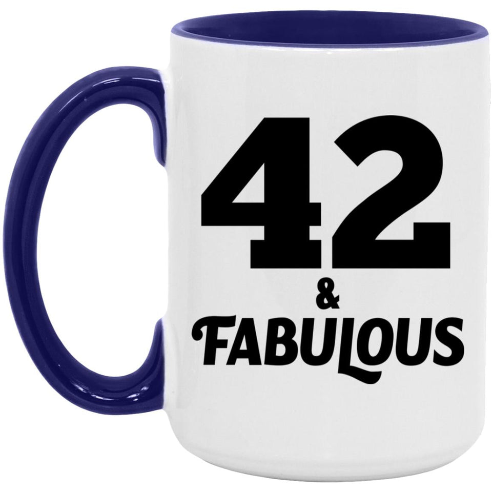42nd Birthday 42 & Fabulous - 15oz Accent Mug Purple