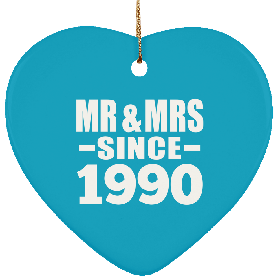 34th Anniversary Mr & Mrs Since 1990 - Heart Ornament