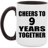 9th Anniversary Cheers To 9 Years Together - 15oz Accent Mug Black