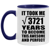 61st Birthday Took Square Root of 3721 Years To Awesome - 11oz Accent Mug Purple