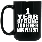 1st Anniversary 1 Year Of Being Mrs Perfect - 15 Oz Coffee Mug Black
