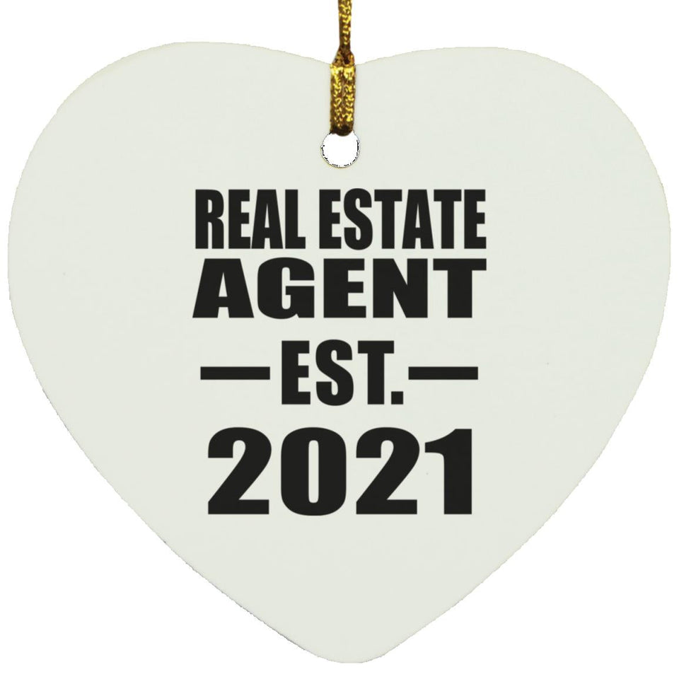Real Estate Agent Established EST. 2021 - Heart Ornament