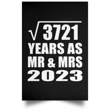 61st Anniversary Square Root of 3721 Years As Mr & Mrs 2023 - Poster Portrait