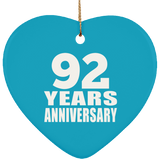 92nd Anniversary 92 Years - Heart Ornament