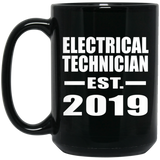 Electrical Technician Established EST. 2019 - 15oz Coffee Mug Black