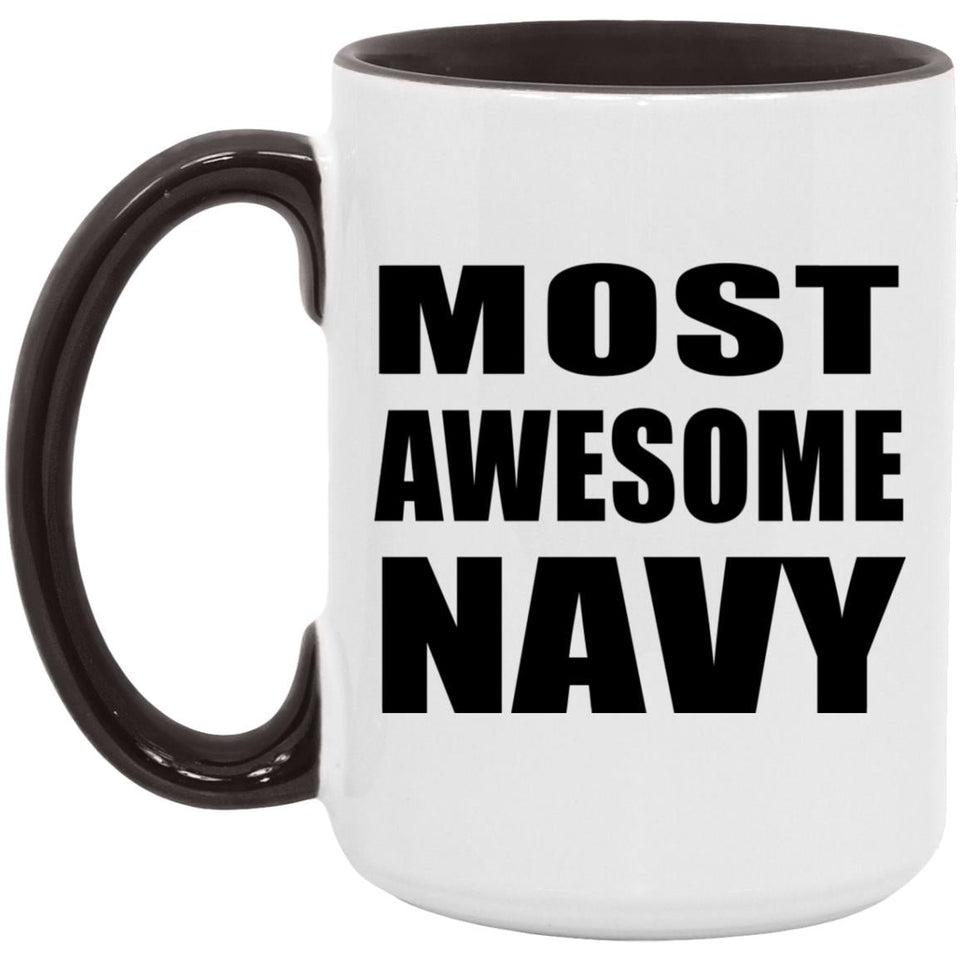 Most Awesome Navy - 15oz Accent Mug Black