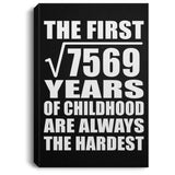 87th Birthday Square Root of 7569 Years of Childhood - Canvas Portrait