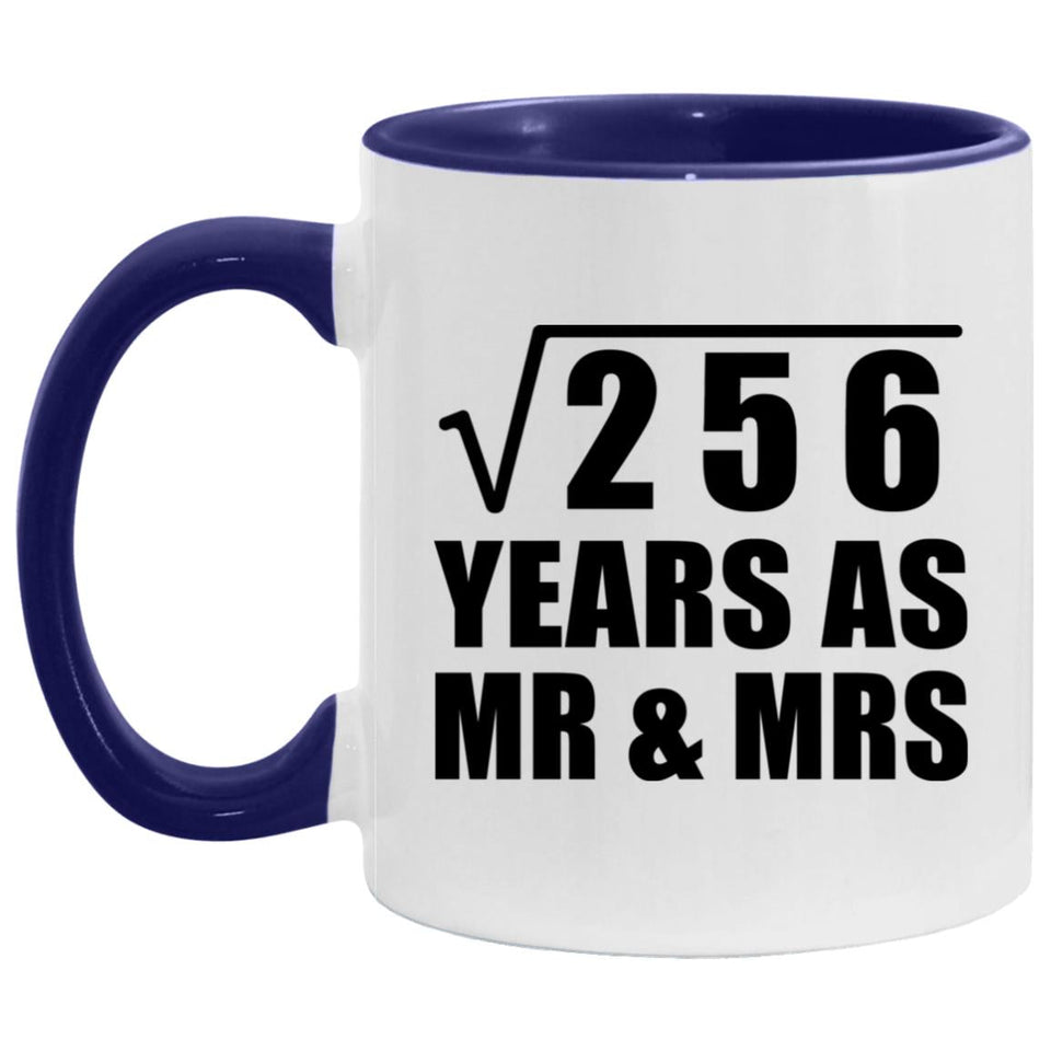 16th Anniversary Square Root of 256 Years As Mr & Mrs - 11oz Accent Mug Purple