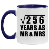 16th Anniversary Square Root of 256 Years As Mr & Mrs - 11oz Accent Mug Purple