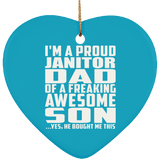 Proud Janitor Dad Of Awesome Son - Heart Ornament