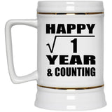 Happy 1st Anniversary Square Root of 1 Year & Counting - Beer Stein