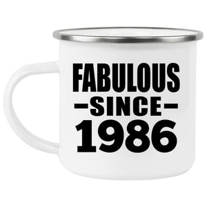 38th Birthday Fabulous Since 1986 - 12oz Camping Mug