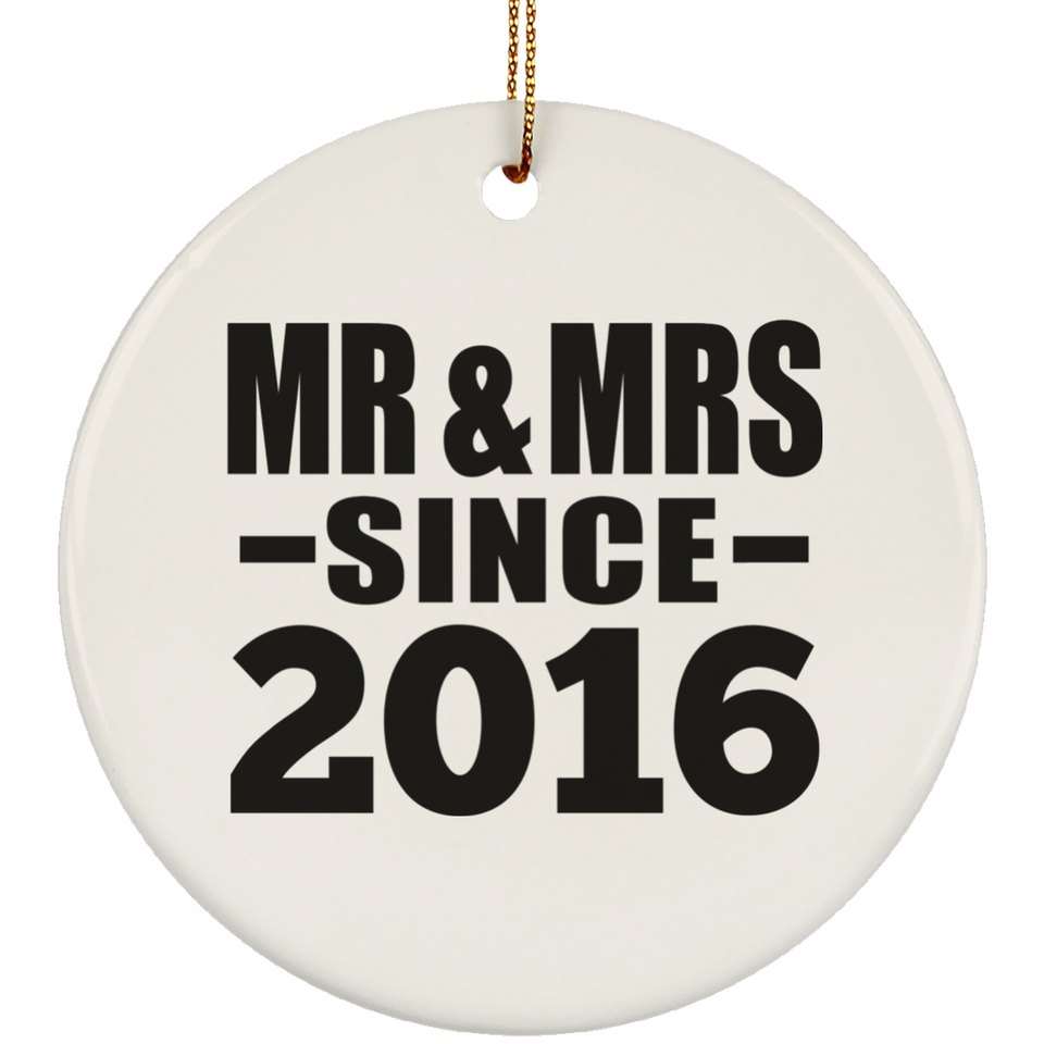 8th Anniversary Mr & Mrs Since 2016 - Circle Ornament