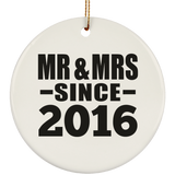 8th Anniversary Mr & Mrs Since 2016 - Circle Ornament