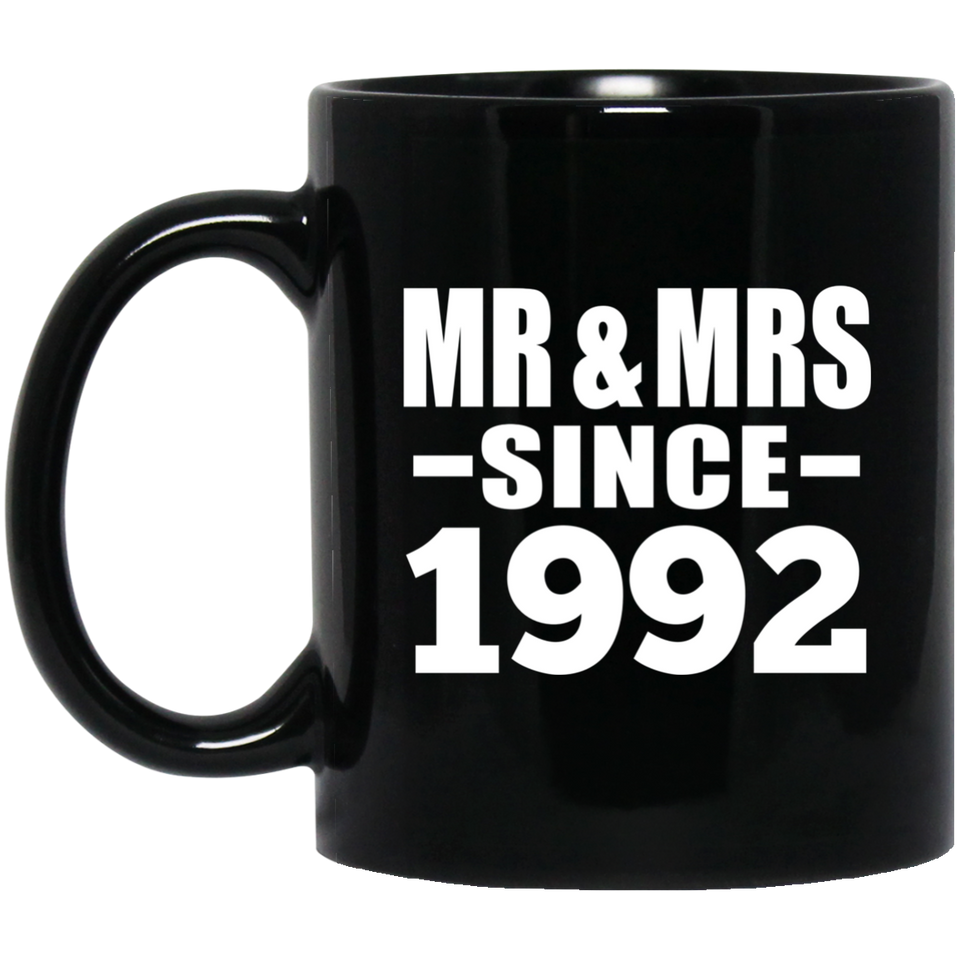 32nd Anniversary Mr & Mrs Since 1992 - 11 Oz Coffee Mug Black