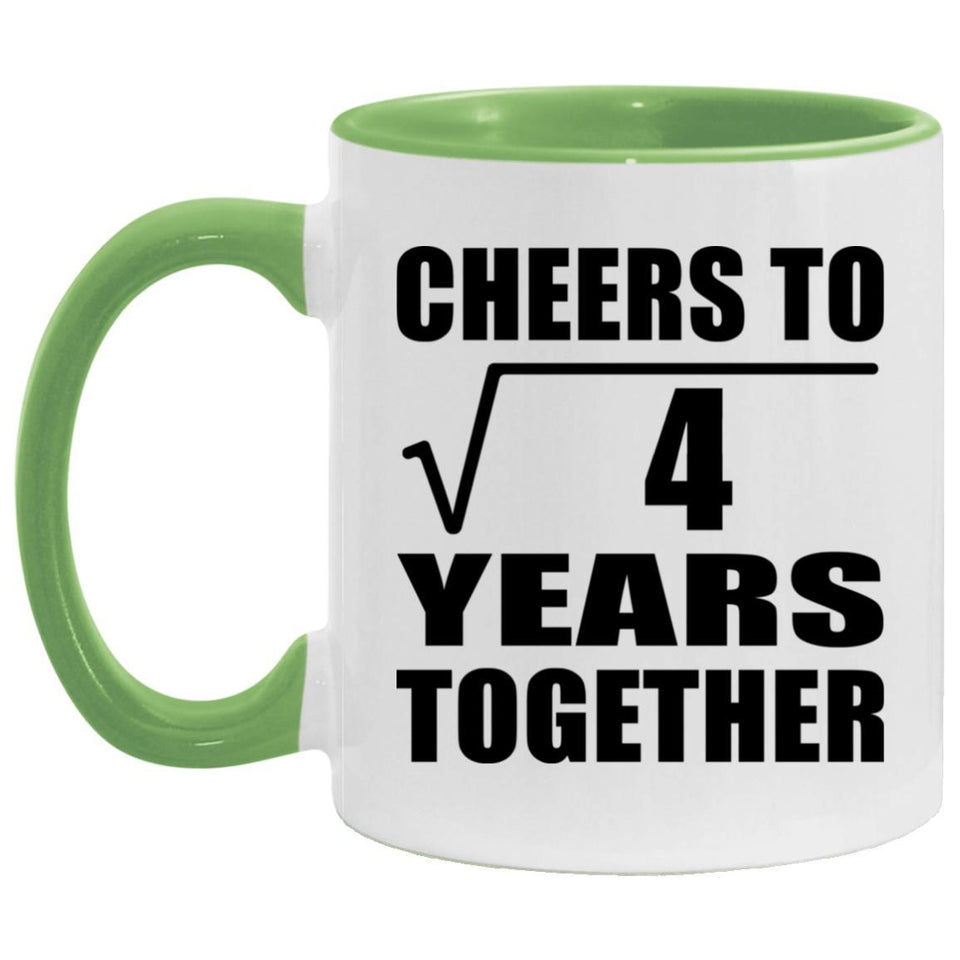2nd Anniversary Cheers To Square Root of 4 Years Together - 11oz Accent Mug Green