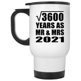 60th Anniversary Square Root of 3600 Years As Mr & Mrs 2021 - White Travel Mug
