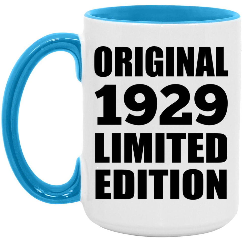 95th Birthday Original 1929 Limited Edition - 15oz Accent Mug Blue