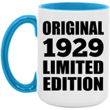 95th Birthday Original 1929 Limited Edition - 15oz Accent Mug Blue