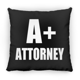 A+ Attorney - Throw Pillow Black