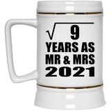 3rd Anniversary Square Root of 9 Years As Mr & Mrs 2021 - Beer Stein