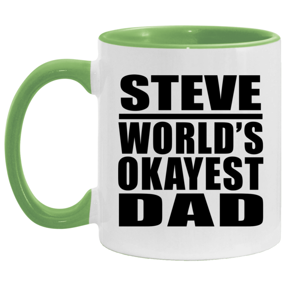 Steve World's Okayest Dad - 11oz Accent Mug Green