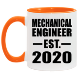 Mechanical Engineer Established EST. 2020 - 11oz Accent Mug Orange