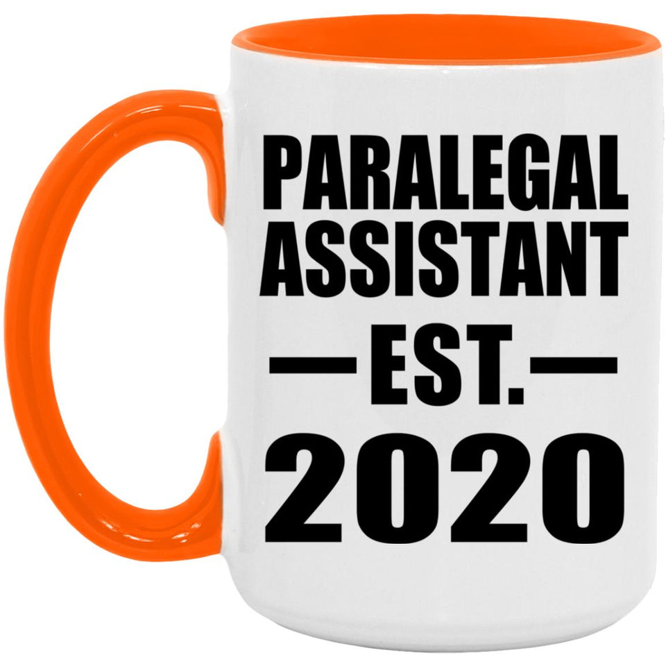 Paralegal Assistant Established EST. 2020 - 15oz Accent Mug Orange