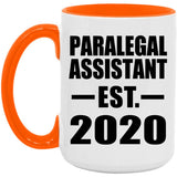 Paralegal Assistant Established EST. 2020 - 15oz Accent Mug Orange