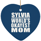 Sylvia World's Okayest Mom - Heart Ornament