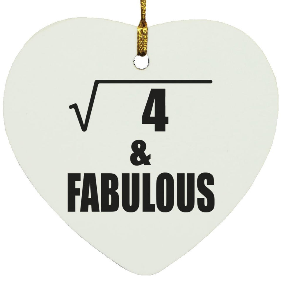 2nd Birthday Square Root of 4 & Fabulous - Heart Ornament