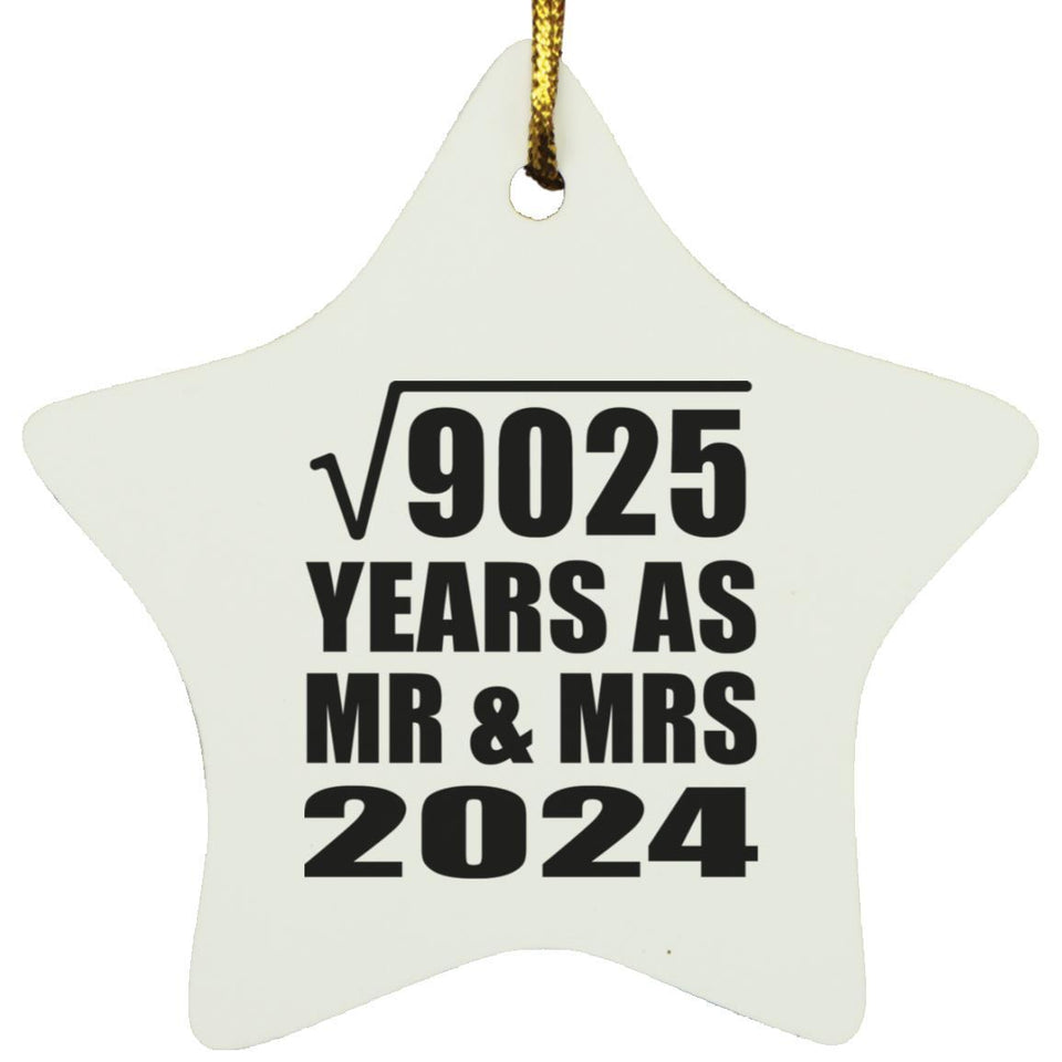 95th Anniversary Square Root of 9025 Years As Mr & Mrs 2024 - Star Ornament