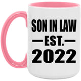 Son In Law Established EST. 2022 - 15oz Accent Mug Pink